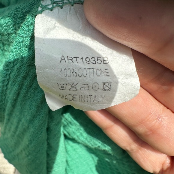 J & L PARIS GREEN COTTON ONE SHOULDER DRESS WITH BELT - Picture 9 of 12